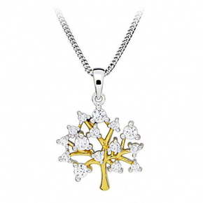 Silver Cat Elegantna dvobarvna ogrlica z drevesom življenja SC415 srebro 925/1000