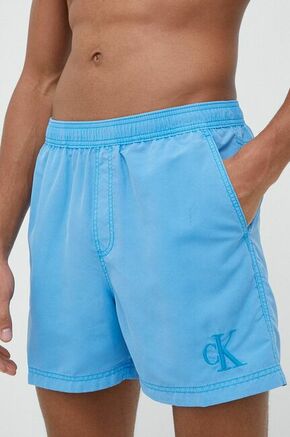 Kopalne kratke hlače Calvin Klein - modra. Kopalne kratke hlače iz kolekcije Calvin Klein. Model izdelan iz enobarvnega materiala. Izjemno zračen