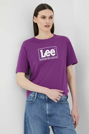 Bombažna kratka majica Lee vijolična barva - vijolična. Ohlapna kratka majica iz kolekcije Lee. Model izdelan iz tanke