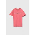 Otroška bombažna kratka majica Tommy Hilfiger roza barva - roza. Otroške kratka majica iz kolekcije Tommy Hilfiger. Model izdelan iz tanke, elastične pletenine. Model iz zračne bombažne tkanine.