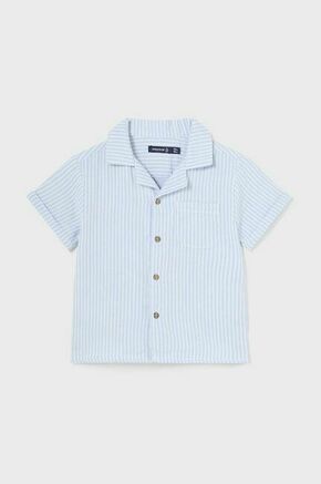 Bombažna srajca za dojenčka Mayoral - modra. Za dojenčka srajca iz kolekcije Mayoral. Model izdelan iz vzorčaste tkanine. Izjemno udoben material.