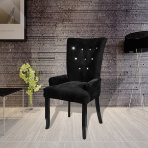 VidaXL Fotelj z lesenim okvirjem žamet črne barve