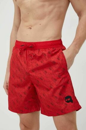 Kopalne kratke hlače Karl Lagerfeld rdeča barva - rdeča. Kopalne kratke hlače iz kolekcije Karl Lagerfeld. Model izdelan iz vzorčastega materiala.