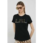 Bombažna kratka majica Lauren Ralph Lauren črna barva - črna. Kratka majica iz kolekcije Lauren Ralph Lauren. Model izdelan iz tanke, elastične pletenine.