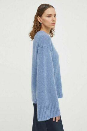 Volnen pulover By Malene Birger ženski - modra. Pulover iz kolekcije By Malene Birger. Model izdelan iz srednje debele pletenine. Zaradi svoje visoke termoregulacijske sposobnosti vam volna pomaga ohranjati toploto