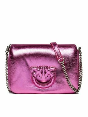 Usnjena torbica Pinko vijolična barva - roza. Majhna torbica iz kolekcije Pinko. Model na zapenjanje