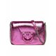 Usnjena torbica Pinko vijolična barva - roza. Majhna torbica iz kolekcije Pinko. Model na zapenjanje, izdelan iz naravnega usnja.