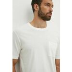 Bombažna kratka majica Vilebrequin TITAN moška, bela barva, TTNU0P00 - bela. Kratka majica iz kolekcije Vilebrequin, izdelana iz tanke, elastične pletenine. Model iz izjemno udobne bombažne tkanine.