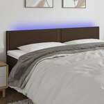 Greatstore LED posteljno vzglavje rjavo 200x5x78/88 cm umetno usnje