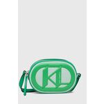 Torbica Karl Lagerfeld zelena barva - zelena. Majhna torbica iz kolekcije Karl Lagerfeld. Model na zapenjanje, izdelan iz kombinacije tekstilnega materiala in ekološkega usnja.