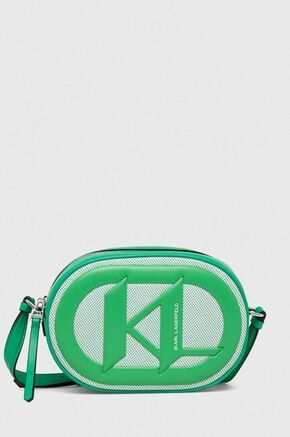 Torbica Karl Lagerfeld zelena barva - zelena. Majhna torbica iz kolekcije Karl Lagerfeld. Model na zapenjanje