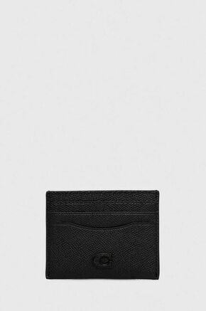 Usnjen etui za kartice Coach črna barva - črna. Etui za kartice iz kolekcije Coach. Model izdelan iz naravnega usnja.