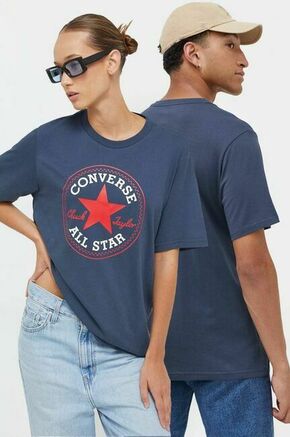 Bombažna kratka majica Converse mornarsko modra barva - mornarsko modra. Kratka majica iz kolekcije Converse