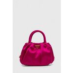 Torbica Guess roza barva - roza. Majhna torbica iz kolekcije Guess. Model na zapenjanje, izdelan iz tekstilnega materiala. Impresiven model za posebne priložnosti.
