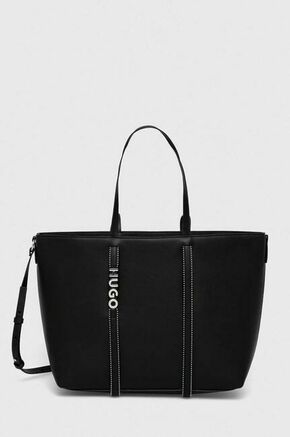 Torbica HUGO črna barva - črna. Velika torbica iz kolekcije HUGO. Model na zapenjanje