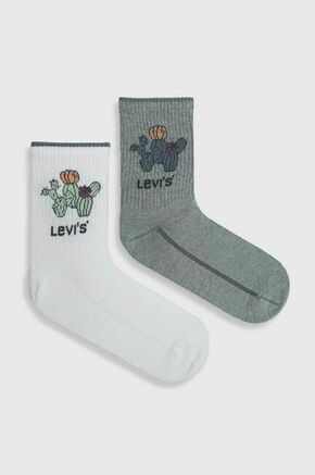 Nogavice Levi's 2-pack bela barva - bela. Visoke nogavice iz kolekcije Levi's. Model izdelan iz elastičnega