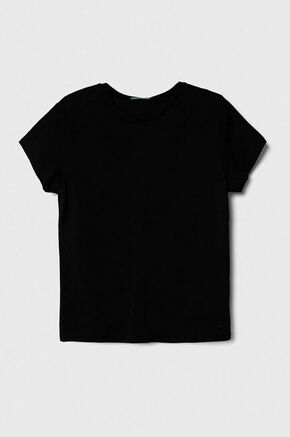 Otroška bombažna kratka majica United Colors of Benetton črna barva - črna. Otroške lahkotna kratka majica iz kolekcije United Colors of Benetton. Model izdelan iz elastične pletenine. Zračen