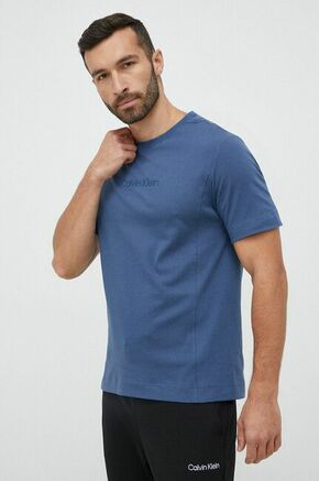 Kratka majica Calvin Klein Performance moški - modra. Kratka majica iz kolekcije Calvin Klein Performance. Model izdelan iz melange pletenine.