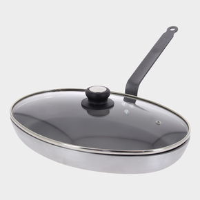 De Buyer OVAL FRYPAN CHOC 5 REST INDUCTION AND GLASS LID 36CM