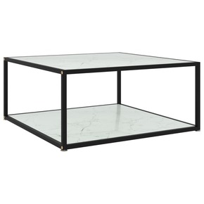 Klubska mizica bela 80x80x35 cm kaljeno steklo