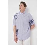 Bombažna srajca Tommy Hilfiger moška - modra. Srajca iz kolekcije Tommy Hilfiger. Model izdelan iz vzorčaste tkanine. Ima ovratnik button-down. Izjemno udoben material, izdelan iz naravnih vlaken.