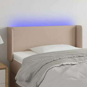 VidaXL LED posteljno vzglavje kapučino 83x16x78/88 cm umetno usnje