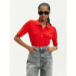 Kratka majica Tommy Hilfiger ženski, rdeča barva - rdeča. Kratka majica iz kolekcije Tommy Hilfiger, izdelana iz tanke, elastične pletenine. Model iz izjemno udobne, zračne tkanine z visoko vsebnostjo bombaža.