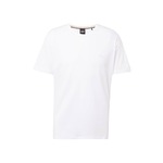 Kratka majica BOSS moški, bela barva - bela. Kratka majica iz kolekcije BOSS, izdelana iz enobarvne pletenine. Model iz zračne tkanine z visoko vsebnostjo bombaža.