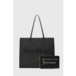 Torbica Juicy Couture črna barva, BEJQS2535WOA - črna. Velika nakupovalna torbica iz kolekcije Juicy Couture. Model na zapenjanje, izdelan iz kombinacije tekstilnega materiala in ekološkega usnja. Trden material, ki ohranja obliko.