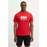 Bombažna kratka majica Helly Hansen HH LOGO moška, rdeča barva, 54596 - rdeča. Kratka majica iz kolekcije Helly Hansen, izdelana iz tanke, elastične pletenine. Model iz zračne bombažne tkanine.