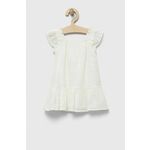 Otroška bombažna obleka GAP bela barva - bela. Otroški obleka iz kolekcije GAP. Nabran model, izdelan iz enobarvne tkanine.