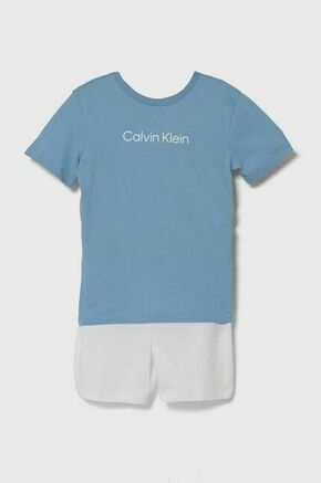 Otroška bombažna pižama Calvin Klein Underwear - modra. Otroški pižama iz kolekcije Calvin Klein Underwear. Model izdelan iz elastične pletenine.