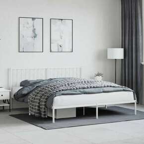 Shumee Kovinski posteljni okvir z vzglavjem bel 183x213 cm