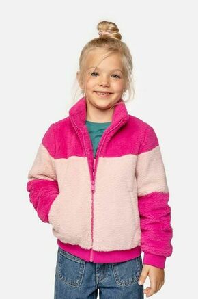 Otroški pulover Coccodrillo roza barva - roza. Otroški pulover iz kolekcije Coccodrillo. Model z zapenjanjem na zadrgo
