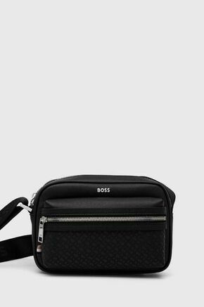 Usnjena torbica za okoli pasu BOSS črna barva