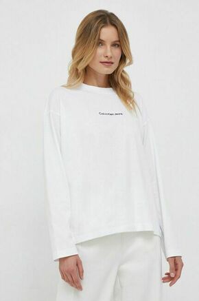Bombažna majica z dolgimi rokavi Calvin Klein Jeans bela barva - bela. Majica z dolgimi rokavi iz kolekcije Calvin Klein Jeans