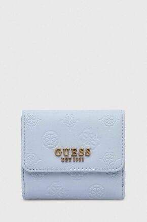 Denarnica Guess ženski - modra. Mala denarnica iz kolekcije Guess. Model izdelan iz ekološkega usnja.