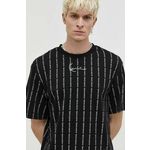 Bombažna kratka majica Karl Kani moški, črna barva - črna. Kratka majica iz kolekcije Karl Kani, izdelana iz vzorčaste pletenine. Model iz izjemno udobne bombažne tkanine.