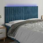 shumee LED posteljno vzglavje temno modro 180x5x118/128 cm žamet