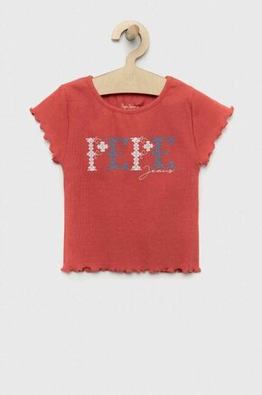 Otroška kratka majica Pepe Jeans PJL GJ Non-denim rdeča barva - rdeča. Otroška kratka majica iz kolekcije Pepe Jeans. Model izdelan iz pletenine s potiskom. Izjemno udoben material.