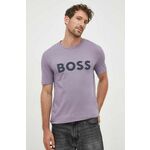 Bombažna kratka majica BOSS CASUAL vijolična barva - vijolična. Kratka majica iz kolekcije BOSS, izdelana iz tanke, elastične pletenine. Model iz izjemno udobne tkanine z visoko vsebnostjo bombaža.