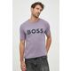 Bombažna kratka majica BOSS CASUAL vijolična barva - vijolična. Kratka majica iz kolekcije BOSS, izdelana iz tanke, elastične pletenine. Model iz izjemno udobne tkanine z visoko vsebnostjo bombaža.