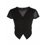 Bluza s primesjo lana Karl Lagerfeld črna barva - črna. Bluza iz kolekcije Karl Lagerfeld, izdelana iz enobarvnega materiala. Model iz izjemno udobne, zračne tkanine.
