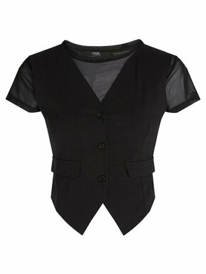 Bluza s primesjo lana Karl Lagerfeld črna barva - črna. Bluza iz kolekcije Karl Lagerfeld