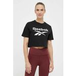 Kratka majica Reebok Reebok Identity ženska, črna barva - črna. Ohlapna kratka majica iz kolekcije Reebok. Model izdelan iz bombaža.