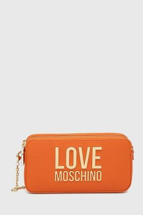 Torbica Love Moschino oranžna barva - oranžna. Majhna torbica iz kolekcije Love Moschino. Model na zapenjanje