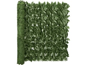VIDAXL Balkonsko platno s temno zelenim listjem 300x100 cm