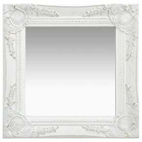 VidaXL Stensko ogledalo v baročnem stilu 40x40 cm belo