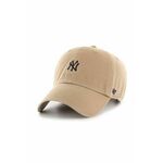 Bombažna bejzbolska kapa 47brand MLB New York Yankees bež barva - bež. Kapa s šiltom vrste baseball iz kolekcije 47brand. Model izdelan iz materiala z nalepko.