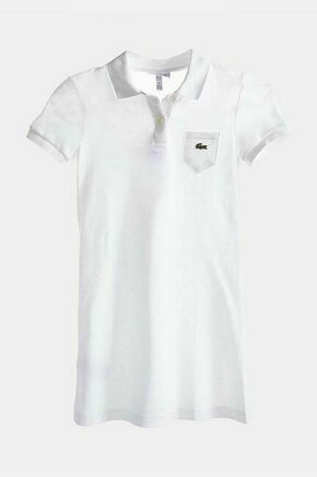 Otroška bombažna obleka Lacoste EJ2816 001 bela barva - bela. Otroška obleka iz kolekcije Lacoste. Raven model